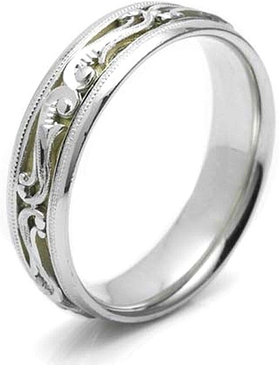 Tacori Engraved Wedding Band With Platinum and Yellow Gold60mm