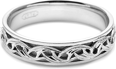 Tacori Mens Wedding Band With Hand Engraved Scroll Work 50mm