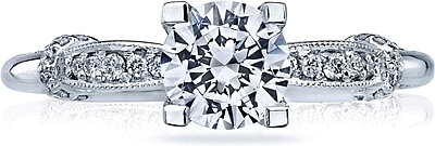 This image shows the setting with a .80ct round cut center diamond. The setting can be ordered to accommodate any shape/size diamond listed in the setting details section below.