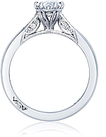 This image shows the setting with a 1.00ct oval cut center diamond. The setting can be ordered to accommodate any shape/size diamond listed in the setting details section below.