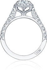 This image shows the setting with a 1.00ct round brilliant cut center diamond. The setting can be ordered to accommodate any shape/size diamond listed in the setting details section below.