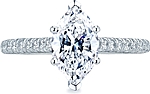 This image shows the setting with a .85ct marquise cut center diamond. The setting can be ordered to accommodate any shape/size diamond listed in the setting details section below.