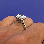 This image shows the setting with a 1.00ct princess cut center diamond.