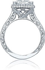 This image shows the setting with a 3.00ct princess cut center diamond. The setting can be ordered to accommodate any shape/size diamond listed in the setting details section below. 