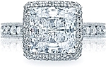This image shows the setting with a 3.00ct princess cut center diamond. The setting can be ordered to accommodate any shape/size diamond listed in the setting details section below. 