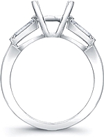 This image shows the setting with a basket made to hold a 1.50ct round brilliant cut center diamond. The setting can be ordered to accommodate any shape/size diamond listed in the setting details section below.