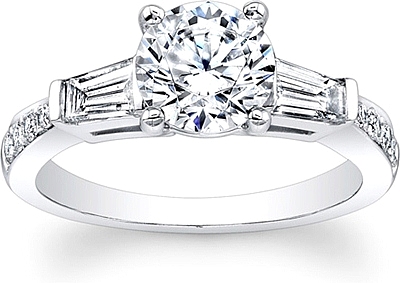 Round diamond baguette ring