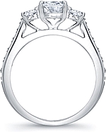 This image shows the setting with a 1.25ct oval center diamond. The setting can be ordered to accommodate any shape/size diamond listed in the setting details section below. 
