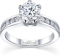 Vatche Channel Set Six Prong Diamond Engagement Ring