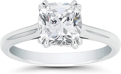 This image shows the setting with a 1.25ct cushion cut cut center diamond. The setting can be ordered to accommodate any shape/size diamond listed in the setting details section below.