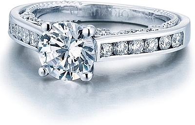 Diamond engagement ring channel set