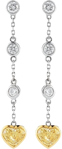 White & Yellow Diamond Drop Earrings- 2.91ct TW 