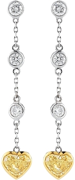White & Yellow Diamond Drop Earrings- 2.91ct TW 