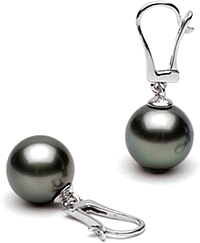 12.0-13.0mm Tahitian Pearl 14k White Gold Dangle Earrings