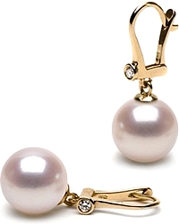 14k Gold 8.0-8.5mm Akoya Pearl & Diamond Earrings