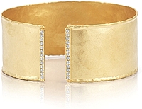 14K Gold Textured Diamond Cuff .26ctw