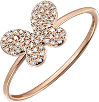 14k Rose Gold Diamond Butterfly Ring