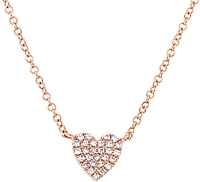 14k Rose Gold Diamond Heart Necklace