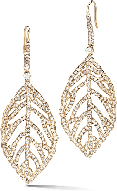 14k Rose Gold Diamond Leaf Earrings 150-3457