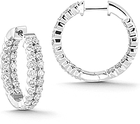 14k White Gold 2.00ct Diamond Hoop Earrings