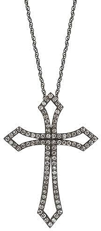 14k White Gold Black Rhodium Diamond Cross-1.00ct