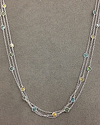 14k White Gold Colored Diamond Necklace