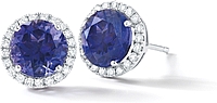 14k White Gold Diamond & Iolite Studs