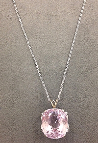 14k White Gold Diamond & Kunzite Necklace