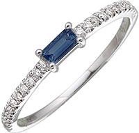 14k White Gold Diamond & Sapphire Ring