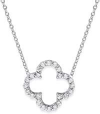 14K White Gold Diamond Clover Pendant