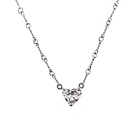 14k White Gold Diamond Heart Pendant- .74ct