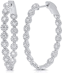 14k White Gold Diamond Hoop Earrings