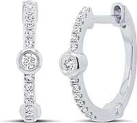 14k White Gold Diamond Hoop Earrings