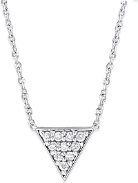 14K White Gold Diamond Pyramid Pendant