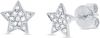 14k White Gold Diamond Star Earrings