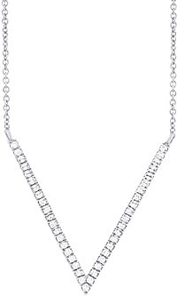 14k White Gold Diamond V Necklace