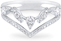 14k White Gold Diamond V Ring