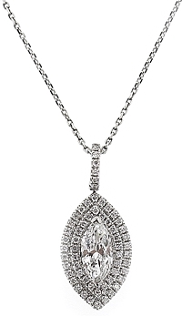 14k White Gold Marquise Diamond Pendant- .95cts