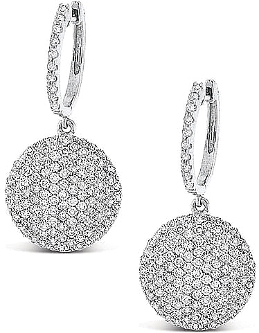 14k White Gold Pave Diamond Disc Earrings Kce7636