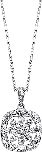 14K White Gold Pave Diamond Pendent