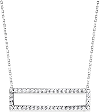 14K White Gold Rectangle Diamond Pendant