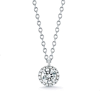 14K White Gold Round Brilliant DIamond Halo Pendant- 1.00ct tw