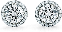 14K White Gold Round Brilliant DIamond Halo Stud Earrings- 1.50ct tw