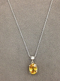 14k White Gold Yellow Sapphire & Diamond Necklace