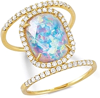 14k Yellow Gold Diamond & Opal Ring