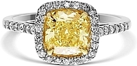 1.51ct Cushion Cut GIA Fancy Intense Yellow Diamond Engagement Ring