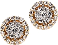 18k Rose Gold Diamond Cluster Earrings- 1.24ctw