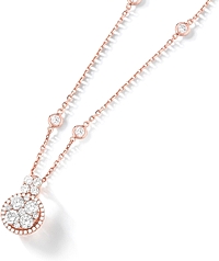 18k Rose Gold Diamond Cluster Necklace- 1.97tcw