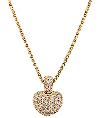18k Rose Gold Diamond Puffed Heart Necklace