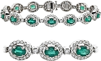 18K White Gold 11.48ctw Diamond & Emerald Bracelet